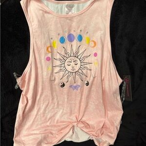 Pink Sun and Moon Graphic Tank Top